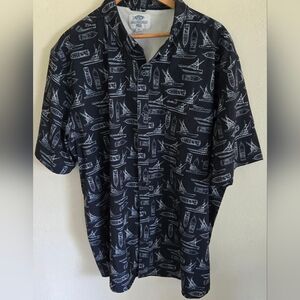 Aftco Captains Lounge Blue & White Buttonup Size 2xl Shirt